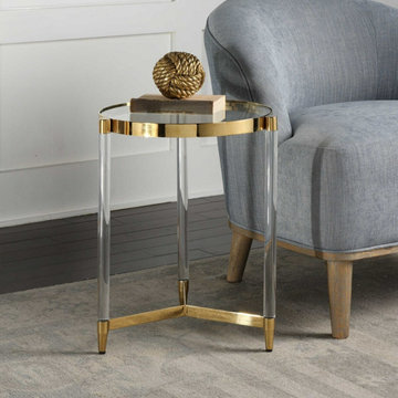 Modern Glass and Lucite Side End Tables