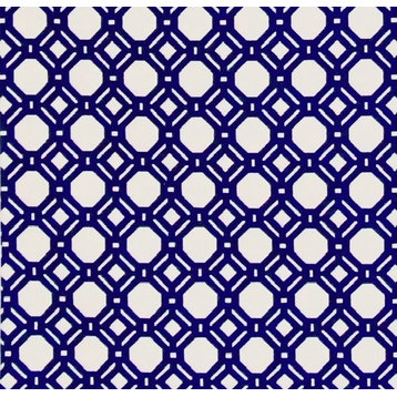 Navy Blue Lattice Fabric Reversible Geometric Woven Upholstery, Standard Cut