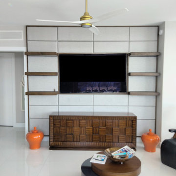 Custom Entertainment Wall with Soundproof Panels, Floating TV Frame