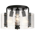 Kichler - Kichler Thoreau 14" 3 Light Semi Flush, Black - The 3-light semi-flush mount fixture from the Thoreau collection unites Black and seeded glass together with exposed bolts for a minimalistic design that easily coordinates with many home de(c)cor styles.