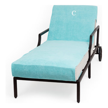 Linum Home Textiles Personalized Standard Chaise Lounge Cover, Aqua, C