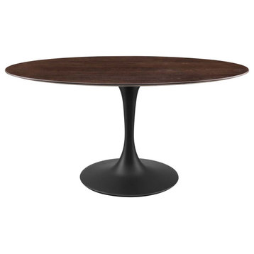 Dining Table, Oval, Wood, Black Dark Brown, Cafe Bistro Restaurant Hospitality