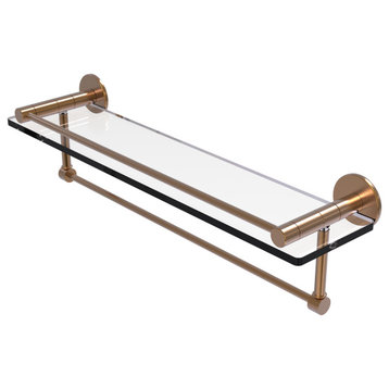 Fresno 22" Glass Shelf with Vanity Rail and Towel Bar, Brushed Bronze