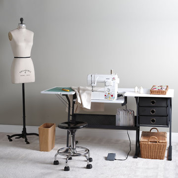 Eclipse Sewing Table, Black / White # 13362