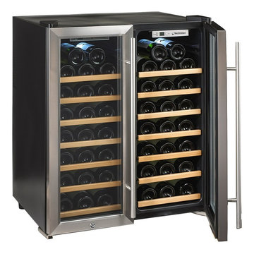 Wine Enthusiast Silent 48 Bottle Double Door Dual Zone Wine Refrigerator - Stain