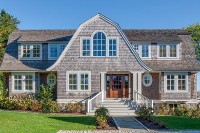 Example of a beach style exterior home design in Boston