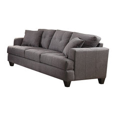 50 Most Por Faux Leather Sofas Couches For 2019 Houzz Coaster Samuel Sofa With Tufted Cushions Charcoal
