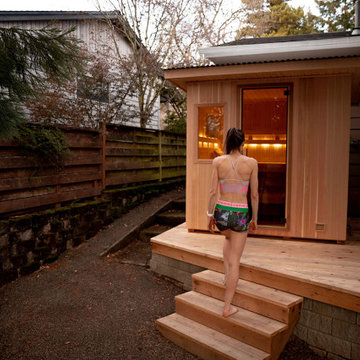Professional Athlete, Gwen Jorgensen's Backyard Euro Patio Sauna