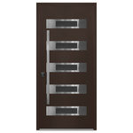 Nova Hardware - Inox S5 Brown Modern Exterior Entry Steel Door by Nova, Right Hand in-Swing - Set the stage for your modern home with an entrance to match. The exquisite Inox exterior doors by Nova Doors balance strength and transparency with reflective glass and stainless steel accents. Each design includes your choice of a high-grade finishing color, sidelight or transom installation, and additional trim. The 3.5-inch door is guaranteed to fit all standard American openings and is equipped with security that you can count on as well as a 25-year industry-leading warranty.