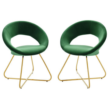 Nouvelle Performance Velvet Dining Chair Set of 2 Gold Emerald -4681
