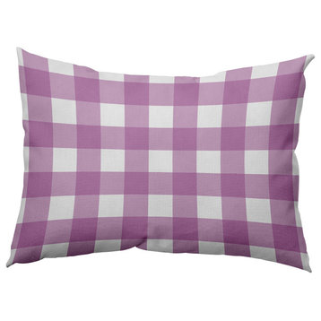 Gingham Plaid Accent Pillow, Orchid, 14"x20"