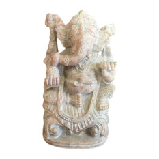 Mogulinterior - Meditation Sculpture Lord Ganesha Gorara Carved Stone Statue - Decorative Objects and Figurines