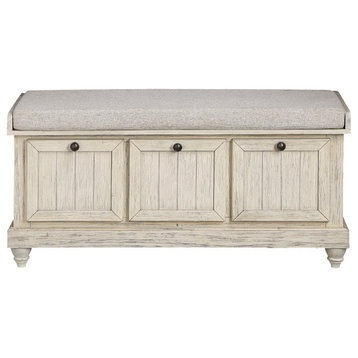 Lexicon Woodwell Wood Storage Bench in White