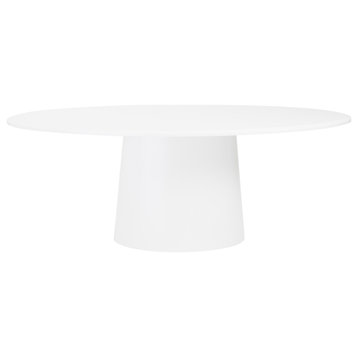 Serena Oval Dining Table 79", Matte White Lacquer