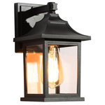LNC - LNC Modern 1-Light Black Lantern Outdoor Wall Light with Clear Glass - The modern 1-light black outdoor lantern wall light is made of high-quality aluminum and strong transparent glass panel and uses a matte black aluminum frame, very suitable for outdoor which can be used with any decoration while brightening the front door, porch, terrace, balcony, entrance, corridor, bathroom, living room. We applied the instruction and all hardware you need to install this wall mount lighting fixture, you will find the DIY craft work so easy for you! Warm Tips: this outside light for house needs E26 bulbs, which is not included.
