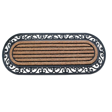 Striped Oval 18"X48" Rubber And Coir Molded Double Doormat