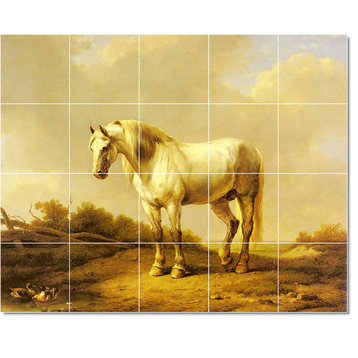 Eugene Verboeckhoven Horses Painting Ceramic Tile Mural #8, 40"x32"