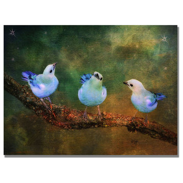 'Three Little Blue Birds' Canvas Art by Lois Bryan