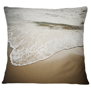 White Waves in Mediterranean Sea Seashore Throw Pillow, 18"x18"