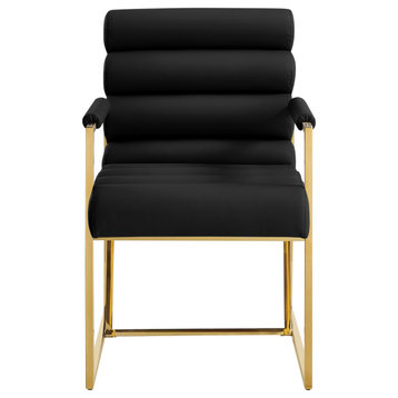 Inspired Home Maddyn Dining Chair, Pu Leather Black/Gold