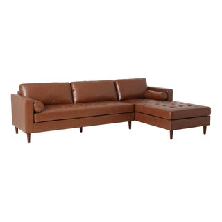 Lockbourne Contemporary Tufted Upholstered Chaise Sectional Espresso Dark Brown