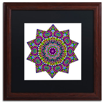 Ahrens 'Shining Mandala in Purples' Art, Wood Frame, Black Matte, 16"x16"