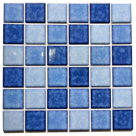 Monet 12"x12" Glossy Porcelain Square Mosaic Tile,Baby Blue, 1 Sheet