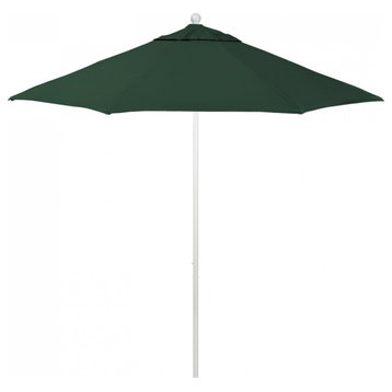 9' Patio Umbrella White Pole Fiberglass Ribs Push Lift Pacific Premium, Forest Green