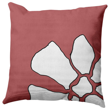 Petal Lines Indoor/Outdoor Throw Pillow, Coral, 20x20"