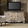 Bowery Hill 6-Shelf Wood Entertainment Console Table in Caramel Froth