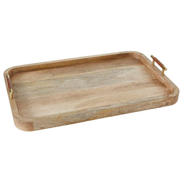 Mango Natural Rounded Edge Tray With Handles