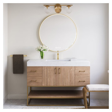 The Bahia Bathroom Vanity, Single Sink, 48",  North American Oak, Freestanding
