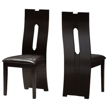 Alani Modern Dark Brown Faux Leather Upholstered Dining Chair, Set of 2