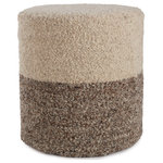 Jaipur Living - Micco Ombre Cylinder Pouf, Cream/Brown - Cozy and stylish in the same moment, the Folke pouf collection boasts the soft and inviting texture of the on-trend shearling look. Crafted of wool, the cylinder Micco pouf showcases boucle details and a color-blocked design. The heathered brown and cream colorway offers a perfectly neutral palette to modern interiors.