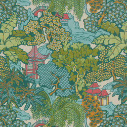 Hidden Temple in Emerald - Fabric