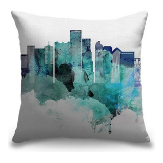 Waverly Solid 20 inch x 20 inch Ocean Indoor/Outdoor Throw Pillow