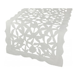 Xia Home Fashions - Tulip Bouquet 16"x36" Table Runner, White - Table Runners