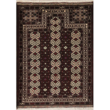 Balouch Geometric Persian Handmade Wool Oriental Traditional Area Rug, 4'1"X3'0"