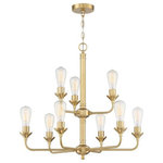 Craftmade Lighting - Craftmade Lighting 53029-SB Bridgestone - Nine Light Chandelier - Inspired by the architectural details of iconic brBridgestone Nine Lig Satin Brass Blade *UL Approved: YES Energy Star Qualified: n/a ADA Certified: n/a  *Number of Lights: Lamp: 9-*Wattage:60w E27 bulb(s) *Bulb Included:No *Bulb Type:E27 *Finish Type:Satin Brass