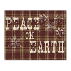 DDCG - Plaid "Peace on Earth" 20"x16" Canvas Wall Art - Prints And Posters