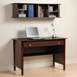 Prepac Wood Desk with Hutch in Espresso - Desks And Hutches