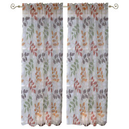 Transitional Curtains Autumn Sheer Curtain Panels, Set of 2