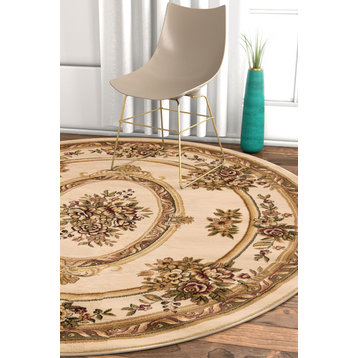 Well Woven Timeless Le Petit Palais Traditional Medallion Ivory Rug 7'10" Round