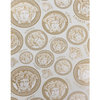 Medusa head Versace Off white gold metallic greek key circles textured Wallpaper, 27 Inc X 33 Ft Roll