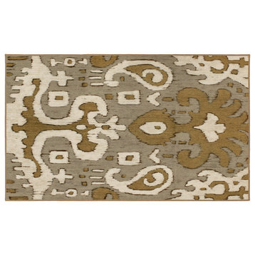 My Magic Carpet Ochre Ikat Gray/Gold Rug, 3'x5'