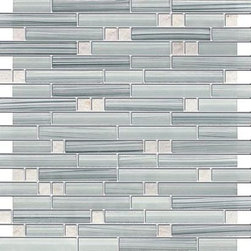 Glossy Light Grey Colorful Stripes Glass Mosaic Backsplash Tiles - Home Accessories & Decor
