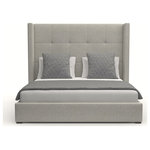 Nativa Interiors - Nativa Interiors Aylet Button Tufted Bed, Gray, King, Medium Headboard - The Nativa Interiors Aylet Button Tufted Upholstered Bed features an modern yet timeless design. The entire bed is crafted using premium materials combining state of the art CNC machinery and old world craftsmanship.Our upholstery is bench made one at a time and features a made in America high tech fabric that is virtually proof against most foods and stains. This bed is made for a box spring mattress.