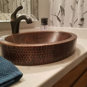17" Compact Oval Skirted Vessel Hammered Copper Sink (VO17SKDB)