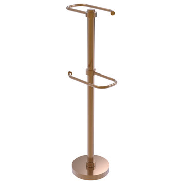Free Standing Two Roll Toilet Tissue Stand, Brushed Bronze
