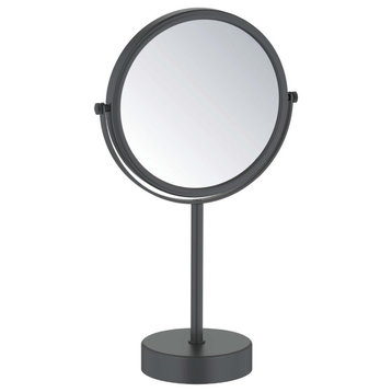 Circular Free Standing Magnifying Make Up Mirror, Matte Black